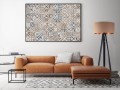 Lampa podłogowa Tripod pikowana eko skóra czarna podstawa