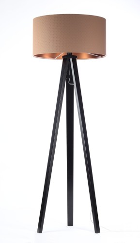 Lampa podłogowa Tripod pikowana eko skóra czarna podstawa