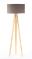 Lampa podłogowa Tripod beżowa tkanina miedziane wnętrze 