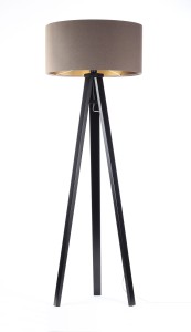 Lampa podłogowa Tripod beżowa tkanina czarne drewno