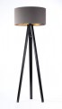 Lampa podłogowa Tripod szara tkanina czarne drewno
