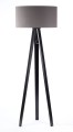 Lampa podłogowa Tripod szara tkanina czarne drewno