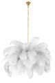Lampa wisząca TIFFANY biała naturalne pióra