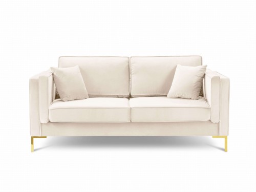 Sofa 2-osobowa Luis beżowy aksamit na złotych nóżkach 