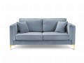 Sofa 2-osobowa Luis jasno niebieski aksamit na złotych nóżkach