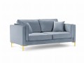 Sofa 2-osobowa Luis jasno niebieski aksamit na złotych nóżkach