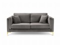 Sofa 2-osobowa Luis jasny szary aksamit na złotych nóżkach