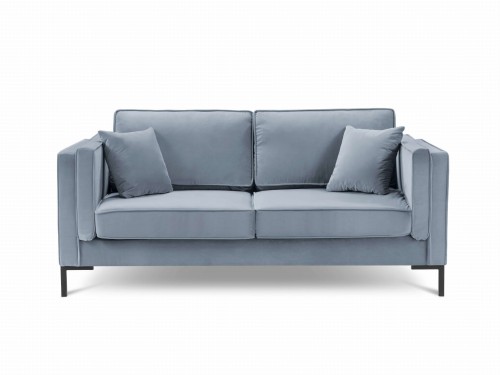 Sofa 2-osobowa Luis jasno niebieski aksamit na czarnych nóżkach