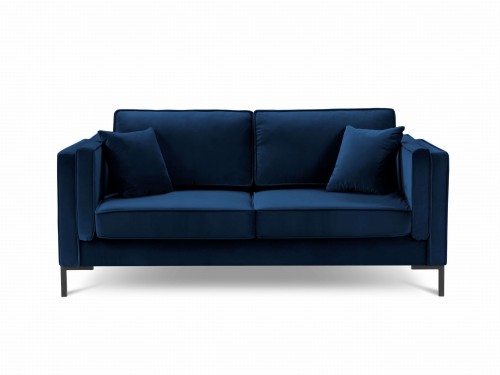 Sofa 2-osobowa Luis ciemno niebieski aksamit na czarnych nóżkach