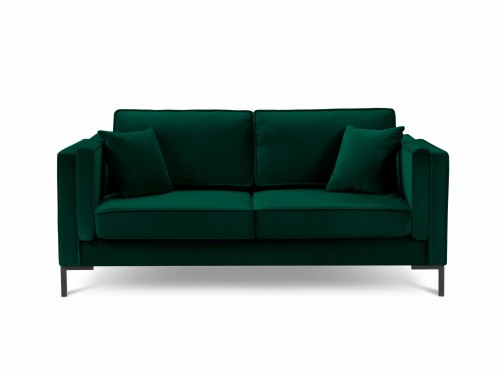 Sofa 2-osobowa Luis aksamit butelkowa zieleń na czarnych nóżkach