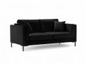 Sofa 2-osobowa Luis aksamit czarna na metalowych nóżkach