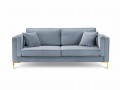 Sofa 3-osobowa Luis jasno niebieski aksamit na złotych nóżkach