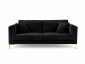 Sofa 3-osobowa Luis aksamit czarny na złotych nóżkach