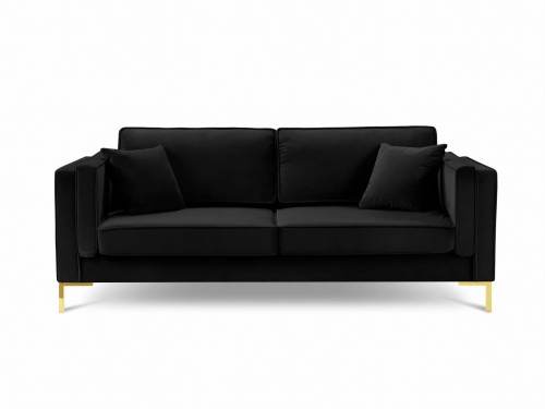 Sofa 3-osobowa Luis aksamit czarny na złotych nóżkach