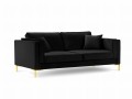 Sofa 3-osobowa Luis aksamit czarny na złotych nóżkach