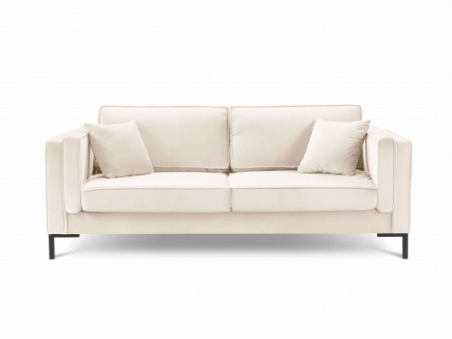 Sofa 3-osobowa Luis beżowy aksamit na czarnych nóżkach