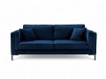 Sofa 3-osobowa Luis ciemno niebieski aksamit na czarnych nóżkach