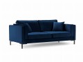 Sofa 3-osobowa Luis ciemno niebieski aksamit na czarnych nóżkach