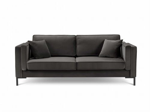 Sofa 3-osobowa Luis ciemno szary aksamit na czarnych nóżkach