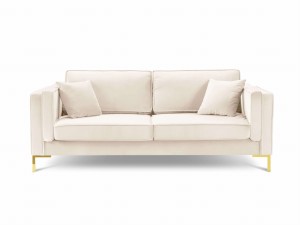 Sofa 4-osobowa Luis beżowy aksamit na złotych nóżkach