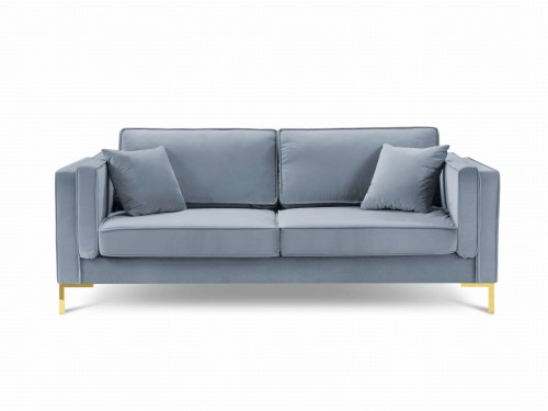 Sofa 4-osobowa Luis jasno niebieski aksamit na złotych nóżkach