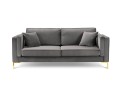 Sofa 4-osobowa Luis jasno szary aksamit na złotych nóżkach