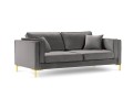 Sofa 4-osobowa Luis jasno szary aksamit na złotych nóżkach