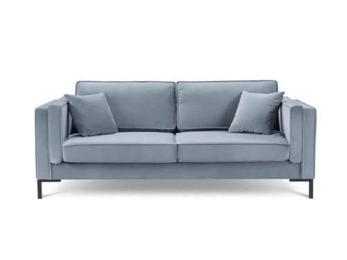 Sofa 4-osobowa Luis jasno niebieski aksamit na czarnych nóżkach