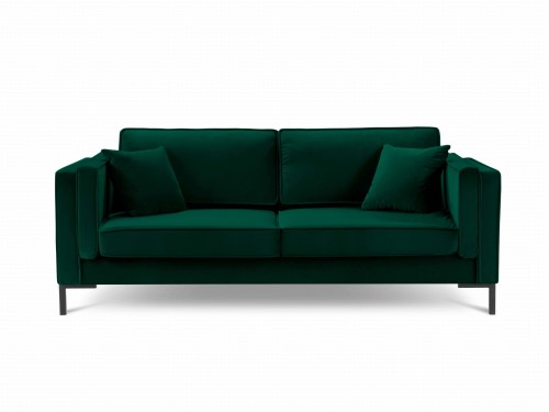 Sofa 4-osobowa Luis aksamit butelkowa zieleń na czarnych nóżkach