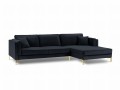 Sofa narożna Luis aksamit granatowy na złotych nóżkach
