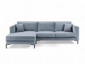Sofa narożna Luis jasny niebieski aksamit na czarnych nóżkach