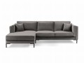 Sofa narożna Luis jasno szary aksamit na czarnych nóżkach