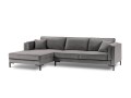Sofa narożna Luis jasno szary aksamit na czarnych nóżkach