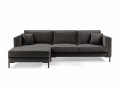 Sofa narożna Luis ciemno szary aksamit na czarnych nóżkach