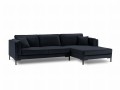 Sofa narożna Luis aksamit granatowy na czarnych nóżkach