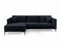 Sofa narożna Luis aksamit granatowy na czarnych nóżkach