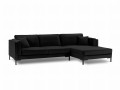 Sofa narożna Luis aksamit czarna na metalowych nóżkach