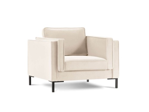 Fotel Luis beżowy aksamit na czarnych nóżkach