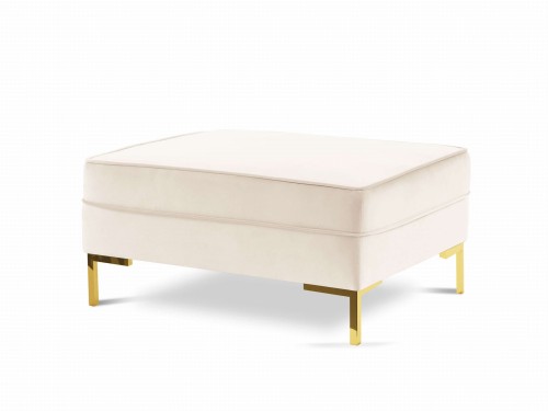 Pufa Luis beżowy aksamit na złotych nóżkach
