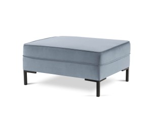 Pufa Luis jasny niebieski aksamit na czarnych nóżkach