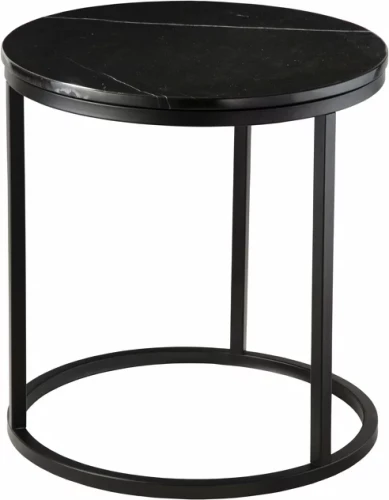 Okrągły stolik kawowy Accent z czarnym blatem marmurowym