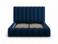 Niebieskie Łóżko Gina tapicerowane z aksamitu z pojemnikiem 