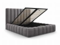 Ciemno szare Łóżko Gina tapicerowane z aksamitu z pojemnikiem 