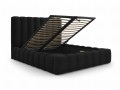 Czarne Łóżko Gina tapicerowane z aksamitu z pojemnikiem 