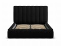 Czarne Łóżko Gina tapicerowane tkaniną strukturalną z pojemnikiem 