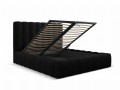 Czarne Łóżko Gina tapicerowane tkaniną strukturalną z pojemnikiem 