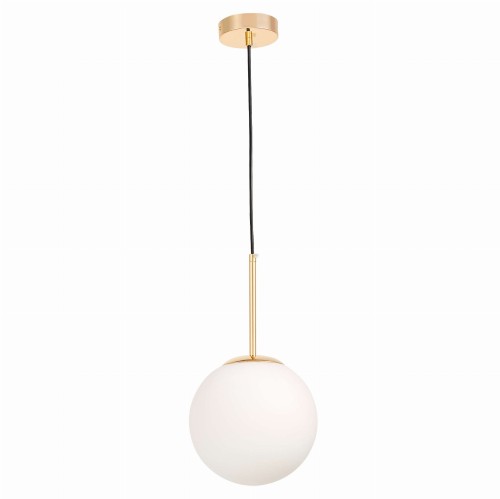 Okrągła lampa wisząca Fredica w złotym kolorze