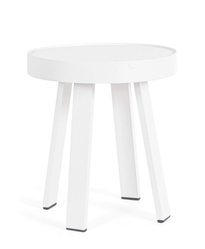 Nowoczesny stolik kawowy ogrodowy Spyro biały Ø41