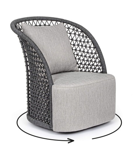 Ekskluzywny antracytowy fotel ogrodowy Cuyen