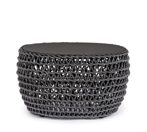 Ekskluzywny antracytowy stolik kawowy ogrodowy Cuyen Ø64